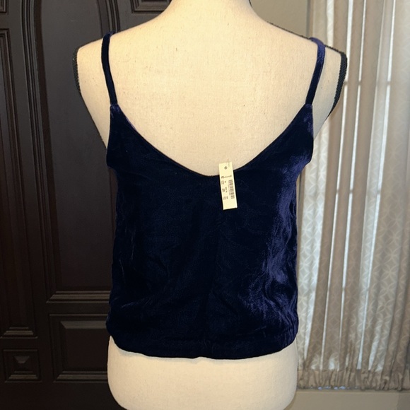 NWT Madewell Deep Blue Purple Velvet Spaghetti Strap V Neck Top - Picture 3 of 8
